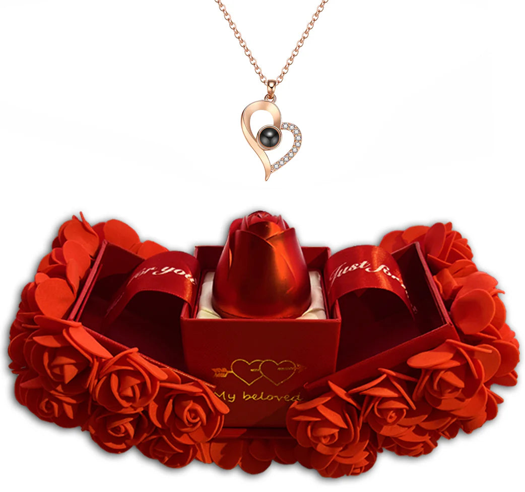 Casket of Roses & "I love you" Necklace