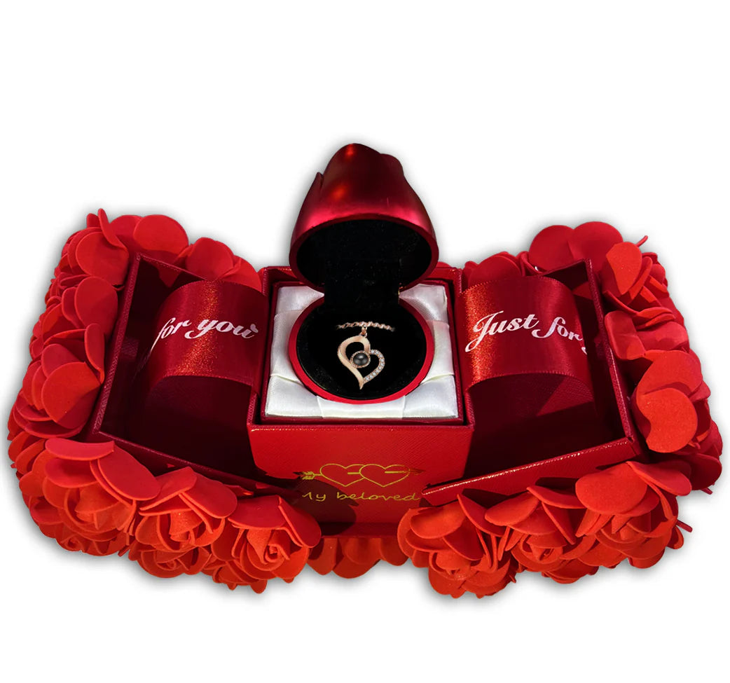 Casket of Roses & "I love you" Necklace